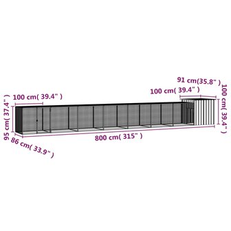 Kippenhok 800x91x100 cm gegalvaniseerd staal antracietkleurig 5