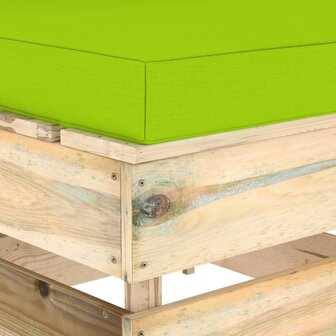 Middenbank sectioneel met kussens groen ge&iuml;mpregneerd hout 5