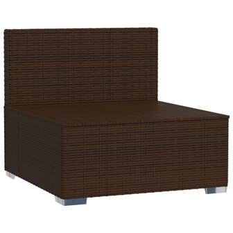 Tuinmiddenbank met kussens poly rattan bruin 3