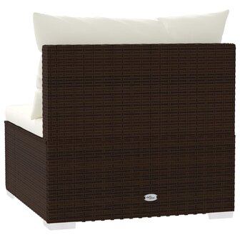 Tuinmiddenbank met kussens poly rattan bruin 5