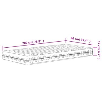Schuimmatras hardheid H2 H3 90x200 cm wit 9