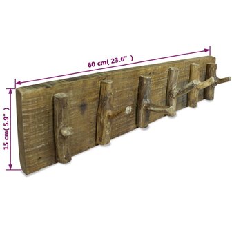 Kapstok 60x15 cm gemengd gerecycled hout 3