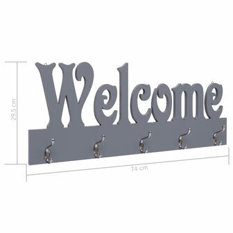 Wandkapstok WELCOME 74x29,5 cm grijs 6