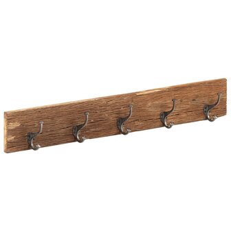 Wandkapstok met 5 haken 100x2,5x15 cm massief gerecycled hout 1