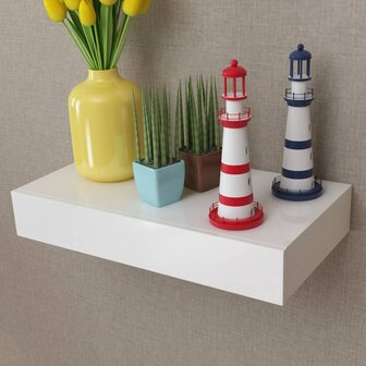 Wandplanken zwevend met lades 2 st 48 cm wit 3