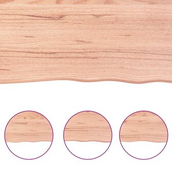 Wandschap 120x60x(2-4)cm behandeld massief eikenhout lichtbruin 6