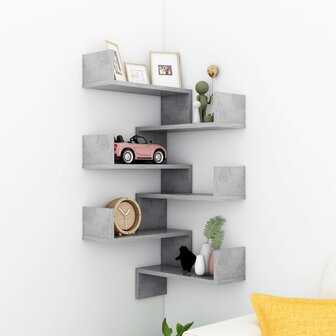 Hoekwandschappen 2 st 40x40x50 cm bewerkt hout betongrijs 1