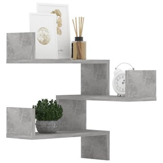Hoekwandschappen 2 st 40x40x50 cm bewerkt hout betongrijs 4