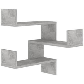 Hoekwandschappen 2 st 40x40x50 cm bewerkt hout betongrijs 5