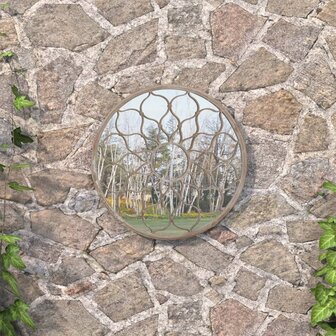 Tuinspiegel rond 60x3 cm ijzer zandkleurig 1