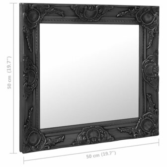 Wandspiegel barok stijl 50x50 cm zwart 6