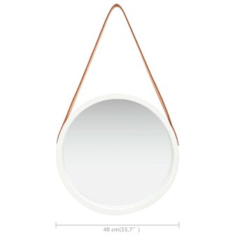 Wandspiegel met band 40 cm wit 6
