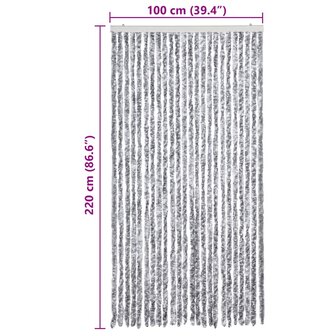 Vliegengordijn 100x220 cm chenille wit en grijs 7