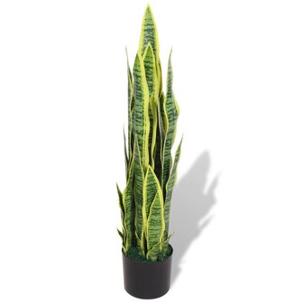 Kunst sanseveria plant met pot 90 cm groen 1