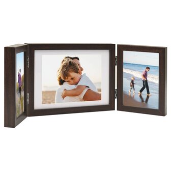 Fotolijst drieluik 22x15 cm+2x(10x15 cm) donkerbruin 1