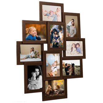 Fotolijst voor 10x(10x15 cm) foto MDF donkerbruin 1