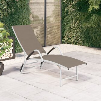 Ligbed textileen en aluminium taupe 1