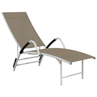 Ligbed textileen en aluminium taupe 2