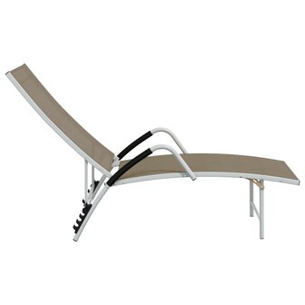 Ligbed textileen en aluminium taupe 4