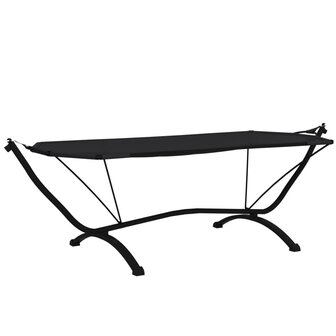 Loungebed met luifel staal en oxford stof zwart 5