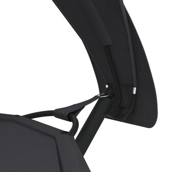 Loungebed met luifel staal en oxford stof zwart 6