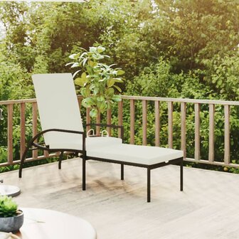 Ligbed met voetensteun polyetheen rattan bruin 1