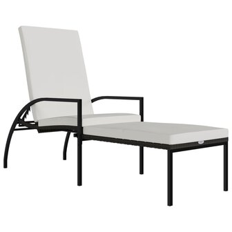 Ligbed met voetensteun polyetheen rattan bruin 2