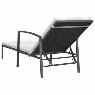 Ligbed met kussen poly rattan zwart 5