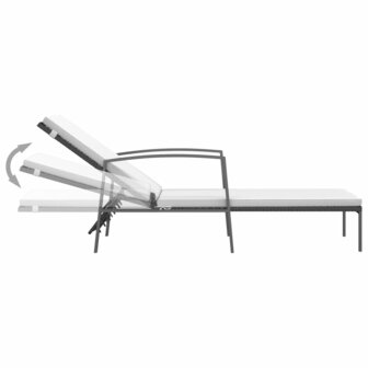 Ligbed met kussen poly rattan zwart 6