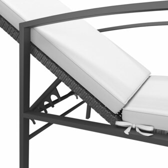Ligbed met kussen poly rattan zwart 7