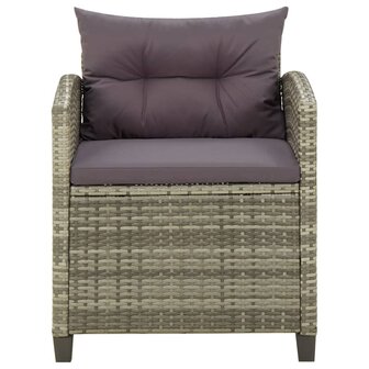 Tuinstoel met kussens poly rattan grijs 2