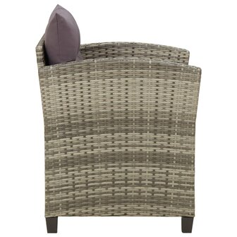 Tuinstoel met kussens poly rattan grijs 3