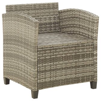 Tuinstoel met kussens poly rattan grijs 5
