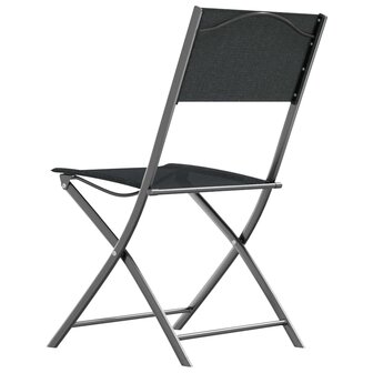 Tuinstoelen inklapbaar 4 st staal en textileen zwart 6