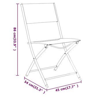 Tuinstoelen inklapbaar 4 st staal en textileen zwart 9