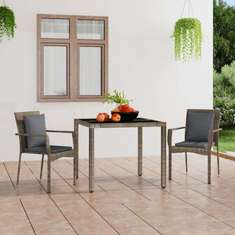 Tuinstoelen 2 st met kussens poly rattan grijs 1