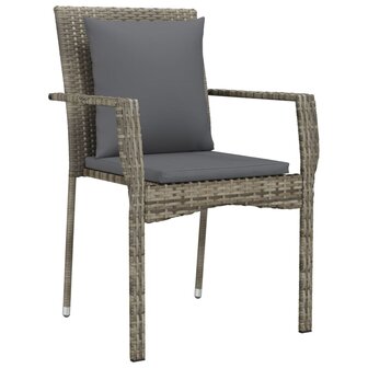 Tuinstoelen 2 st met kussens poly rattan grijs 3