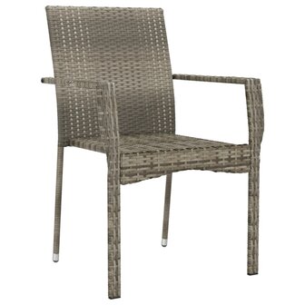 Tuinstoelen 2 st met kussens poly rattan grijs 4
