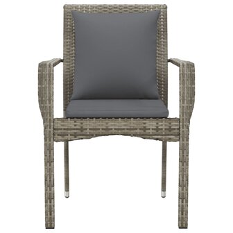 Tuinstoelen 2 st met kussens poly rattan grijs 5