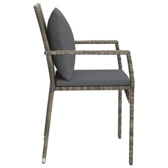 Tuinstoelen 2 st met kussens poly rattan grijs 6