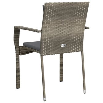 Tuinstoelen 2 st met kussens poly rattan grijs 7