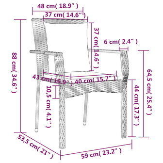 Tuinstoelen 2 st met kussens poly rattan grijs 9