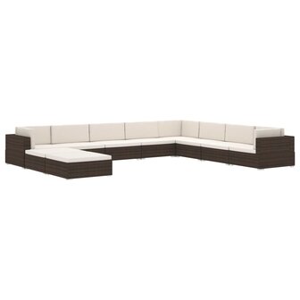 Voetensteun 1 st met kussen poly rattan bruin 7
