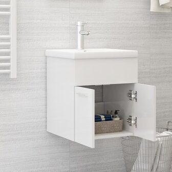Wastafelkast 41x38,5x46 cm bewerkt hout hoogglans wit 7