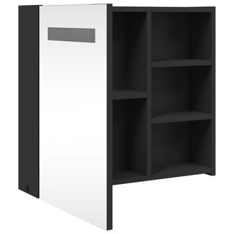 Badkamerkast met spiegel en LED 60x13x52 cm zwart 5