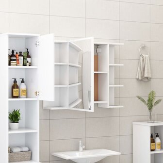 Badkamerspiegelkast 80x20,5x64 cm bewerkt hout wit 3