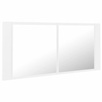 Badkamerkast met spiegel en LED 100x12x45 cm acryl wit 3