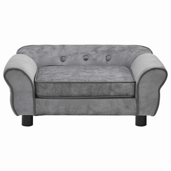 Hondenbank 72x45x30 cm pluche grijs 2