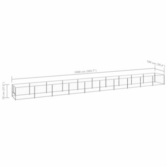 Hondenkennel 10 m&sup2; staal zilverkleurig 6