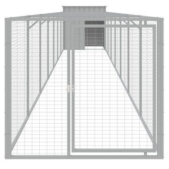 Hondenhok met ren 110x813x110 cm staal lichtgrijs 3